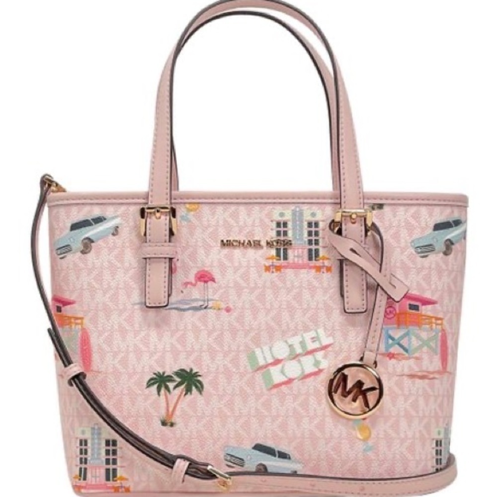 Michael Kors | Pink Jet Set Travel Tote Bag Crossbody | Hotel Kors Edition - Picture 12 of 12